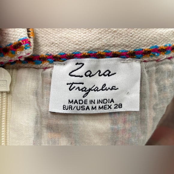 ZARA Multicolored Ethnic Western Aztec Woven Boho Frayed Fringe Mini Skirt - Picture 10 of 10